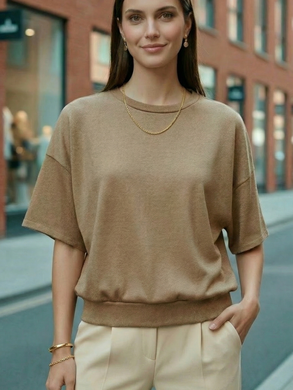 Dries Van Noten Short-Sleeve Knit Top in Metallic Gold L Preppy